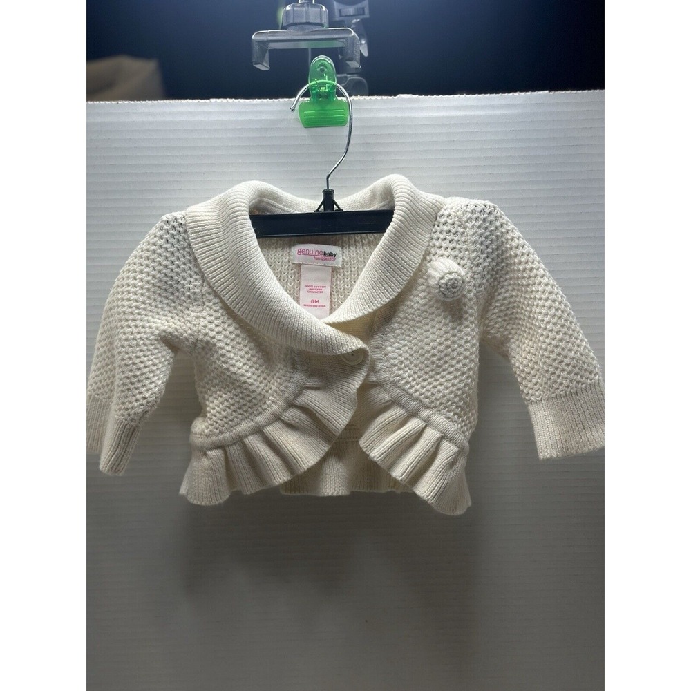 Genuine Baby‎ By Oshkosh Cream Ruffle Knit Cardigan W/Rosette 6M